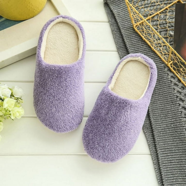44) HomeIdeas Women's Faux Fur Lined Suede House Slippers