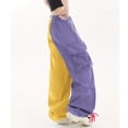 thumbnail image 7 of Karymi Pants for Women Two-Tone Color Block Cargo Pants, Elastic Drawstring High Waist Multi Pockets Adjustable Cuff Baggy Wide Leg Streetwear Trousers, 7 of 7