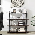 thumbnail image 6 of 4 Tier Office Bookcase Shelf, Rustic Wood Metal Bookshelves Freestanding Open Book Shelf with Ample Storage, Industrial Tall Corner Bookcase, Easy to Assemble for Home Office, Living Room and Bedroom, 6 of 7