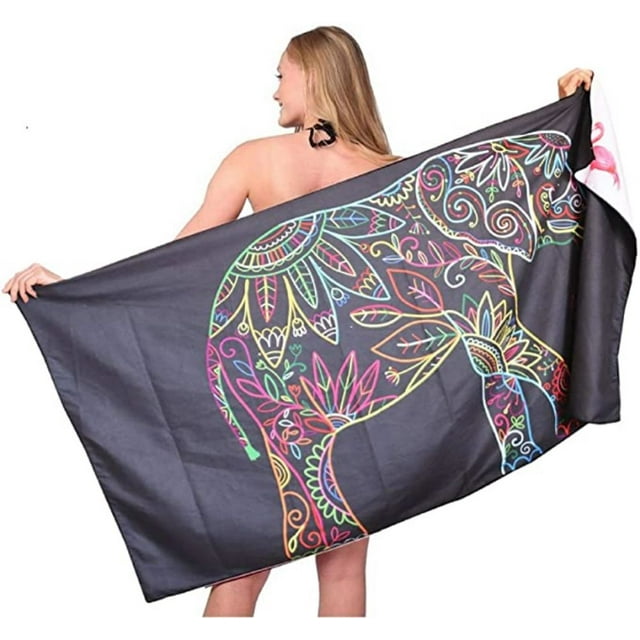 Microfiber Sand Free Beach Towel 63" x 32" Oversized Quick Dry Travel