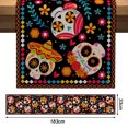 thumbnail image 2 of Mantel de lino con diseño de calavera de azúcar mexicana para el hogar, la cocina y el comedor (13 x 72 pulgadas), 2 of 5