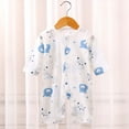 thumbnail image 2 of Busydd Toddler Baby Boys Girls Rompers Cotton Ribbed Button Down Baby Girl Romper Jumpsuit Cute Print Round Neck Infant Clothes Long Sleeve Newborn Baby Boy Rompers 0-24 Months, 2 of 4