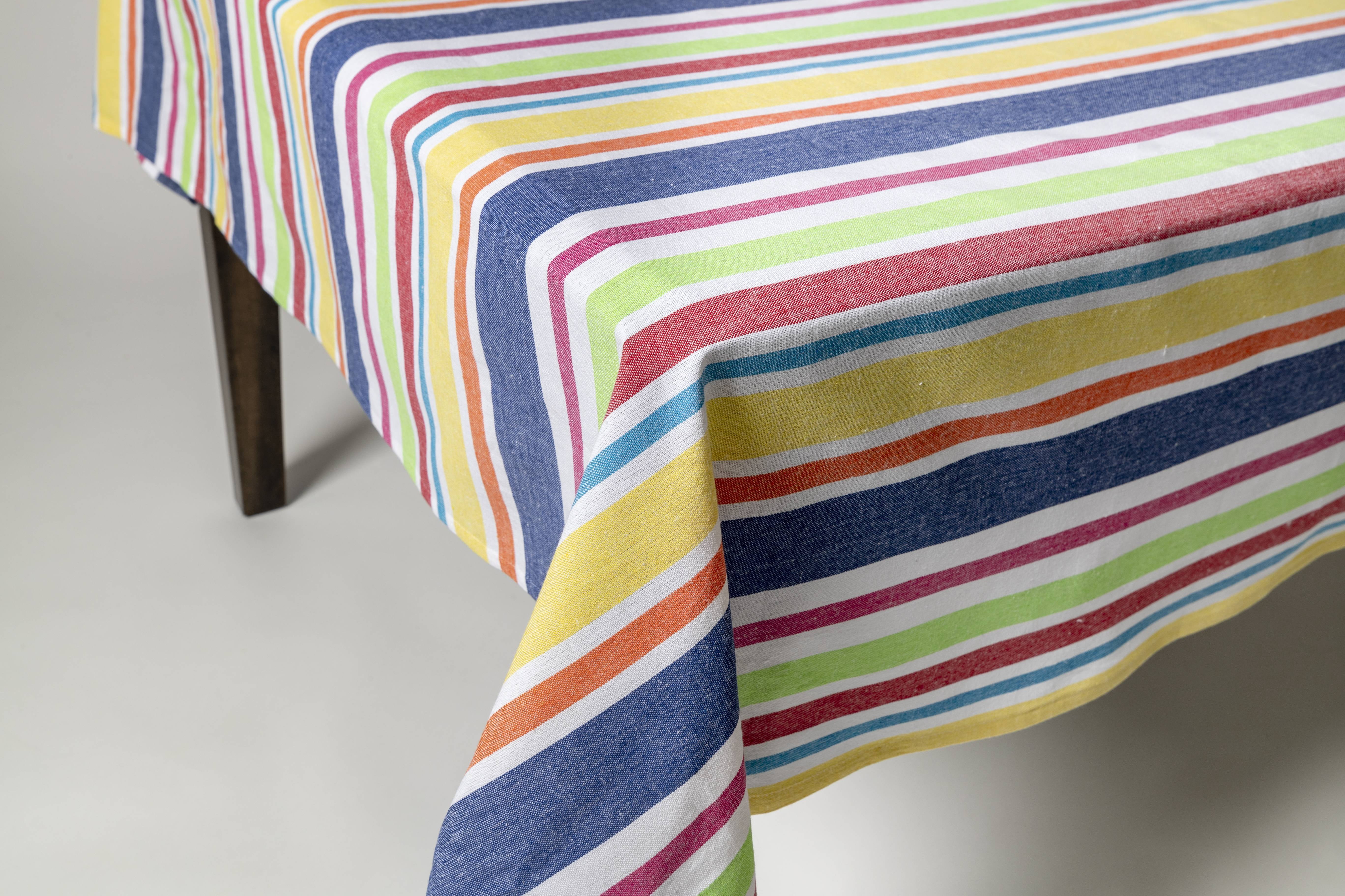 Festival Stripe 100% Cotton Tablecloth, 70" Round