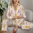 thumbnail image 6 of Pofeuu Yellow Pueple Rabbit Print Womens Pajamas Set Long Sleeve Sleepwear Button Down Nightwear Soft Pj Lounge Sets Button Down Pajamas Women-Large, 6 of 7
