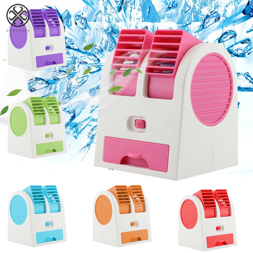 Mini Small Fan Cooling Portable Desktop PC Dual Bladeless Air Conditioner USB 