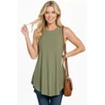 thumbnail image 2 of I AM A FASHION JUNKY Zenana Curved Hem Slub Tunic Tank (LTOLIVE, L), 2 of 3