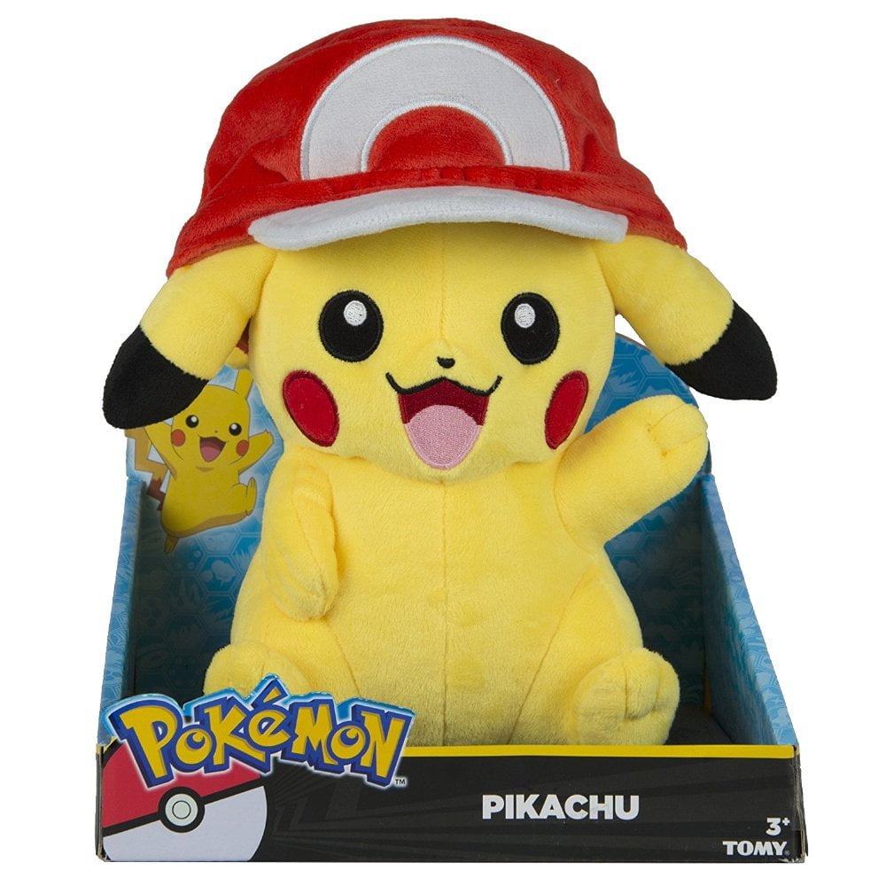 Kanto Trainer Hat Pikachu Pokemon Plush 16/" and trading cards