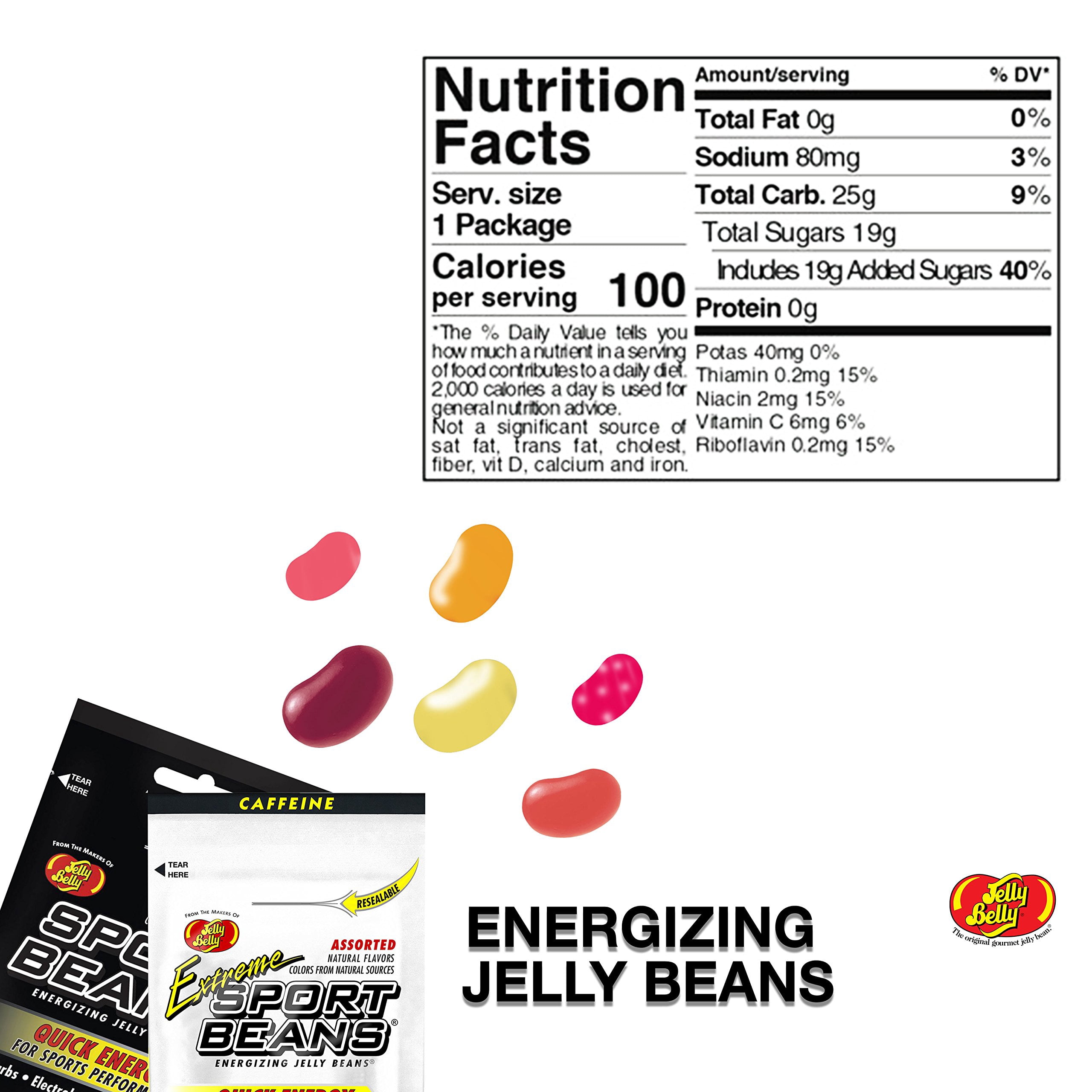 Jelly Belly Sport Beans - Assorted and Extreme Assorted With Caffeine – Energy Chews [24 PACK] Energizing Jelly Beans BOX - Click for more sizes