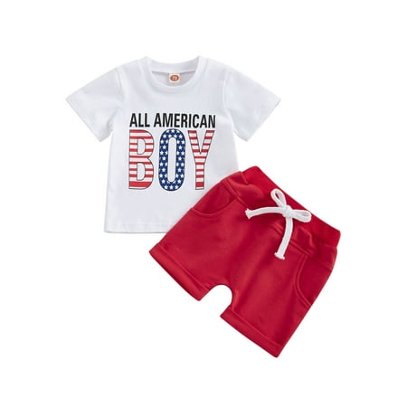 

Canis Baby Boys Shorts Set featuring Letters Print T-shirt and Rolled Hem Shorts