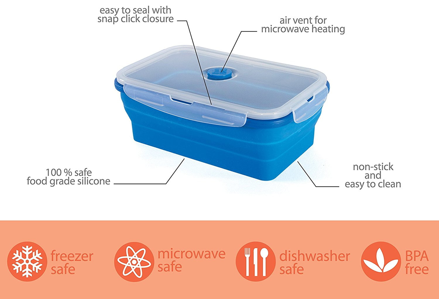Thin Bins Set Of 4 Square Silicone Collapsible Food Storage Containers Bpa Free Microwave Dishwasher And Freezer Safe