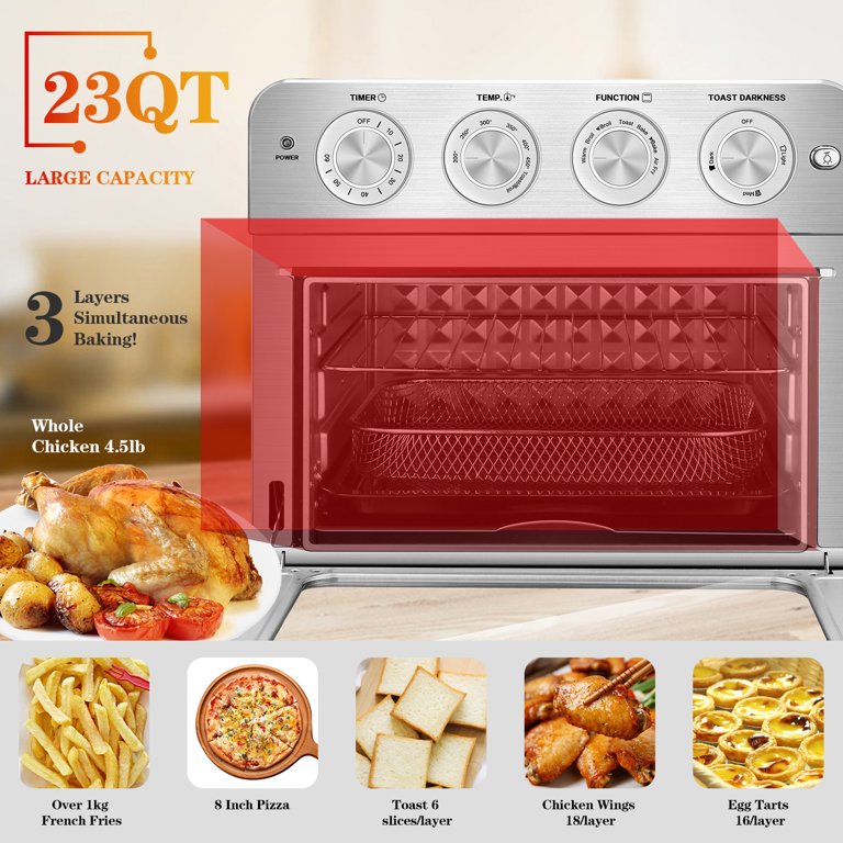 1300W/20Qt 5-in-1 Air Fryer Toaster Oven Family Size Countertop