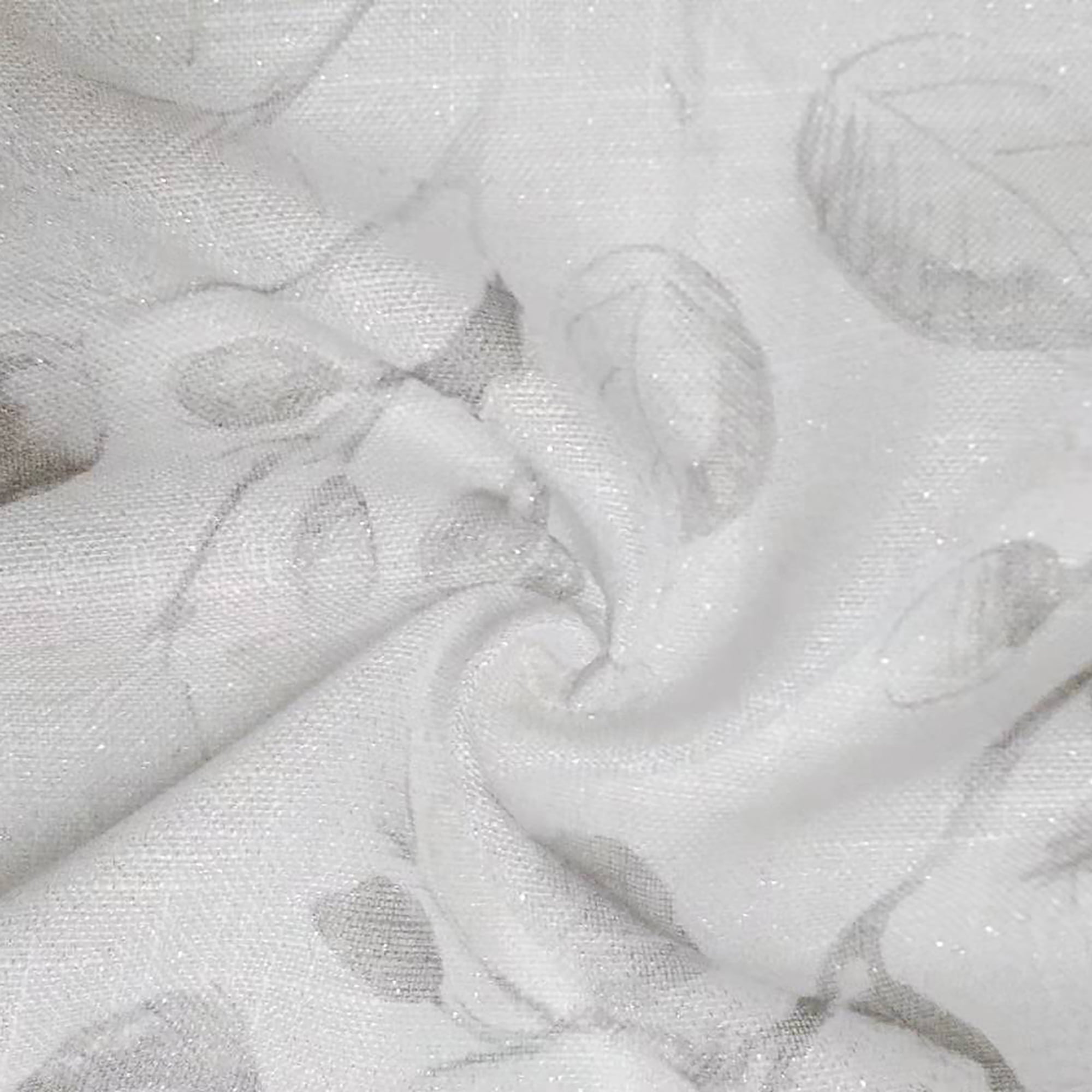 Uptown Home Leaf Rustic Gray Tan Textured Metallic Sheer Autumn Fall Grommet Top Curtains, 40"x84", 2 Panels