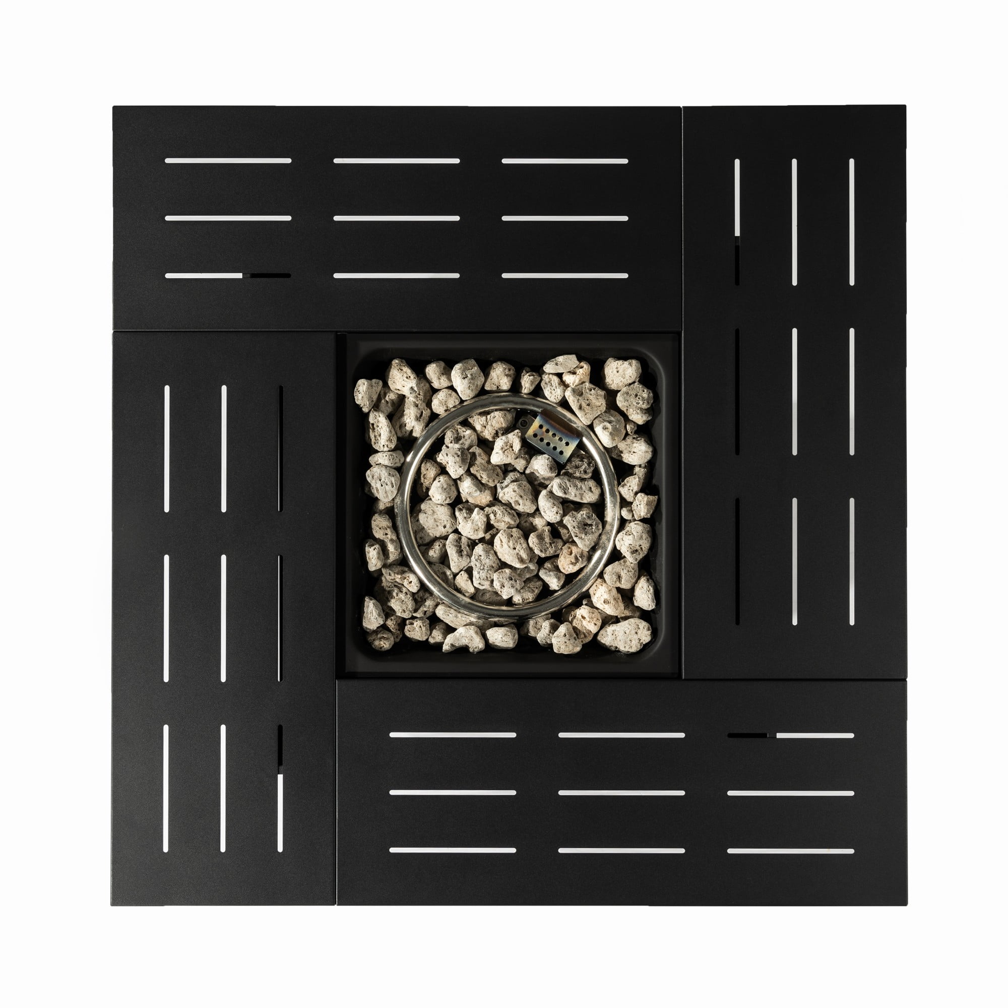 BOFANG 34 in x 34 in Rectangular 50000 BTU Propane Black Finish Steel Fire Pit Table with Smokeless
