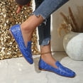 thumbnail image 4 of Rokment Womens Butterfly Ballet Flat Dress Shoes 2026 Spring Summer Fashion Hollow out Leather Square Toe Low Heel Casual Walking Slip on Loafers for Ladies Blue Size 7.5, 4 of 7