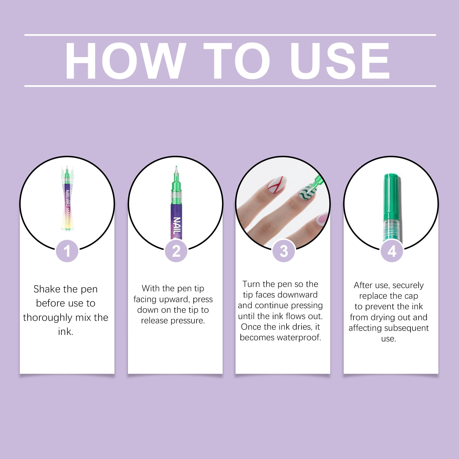 Alvantor Nail Art Pens Set 12 Colors 0.5mm Fine Tip Easy DIY Painting Quick Dry Long-Lasting