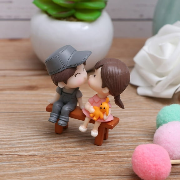Minkissy Tiny Figurines Couples Miniatures Micro Landscape Figurines Resin 1 Set Home Decoration