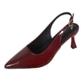 thumbnail image 2 of Hurxie Women's Slingback Kitten Heels Closed Pointed Toe Backless Wedding Party Dress Pumps Shoes Wine 5.5, 2 of 7