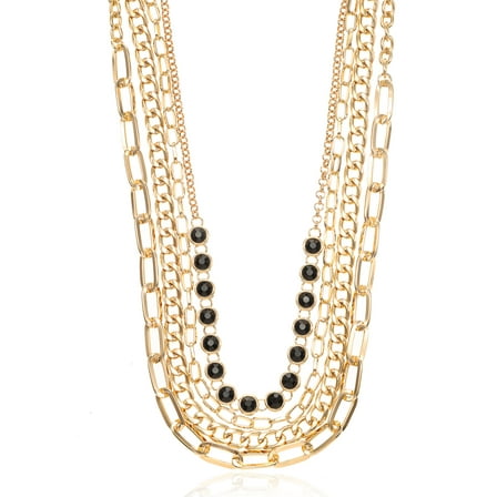 Time and Tru Glamorous Layered Necklace Set, Gold tone (4 Pieces)