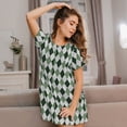 thumbnail image 3 of Xecao grey and green argyle for Women's Loose Nightgown Sleepwear Short Sleeves Shirt Casual Print Sleepdress, 3 of 6