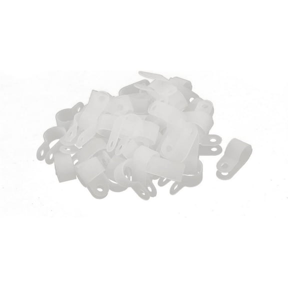 50Pcs Nylon R Type 1/2" 13.2mm Cable Cord Wire Clamp Clip Fastener White