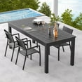 thumbnail image 4 of Heynemo 92” Patio Expandable Table for 4 to 10, Aluminum Outdoor Dining Table, Rectangular Patio Metal Table with Umbrella Hole, Dark Grey, 4 of 9