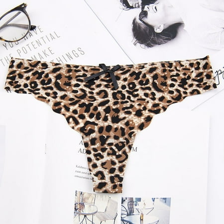 

YIWEI Solid Color Ladies Ice Silk Thong Leopard XL