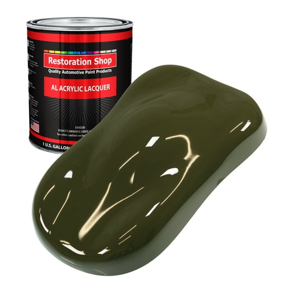 Restoration Shop - Olive Drab Acrylic Lacquer Auto Paint - Gallon Paint Color Only - Professional Gloss