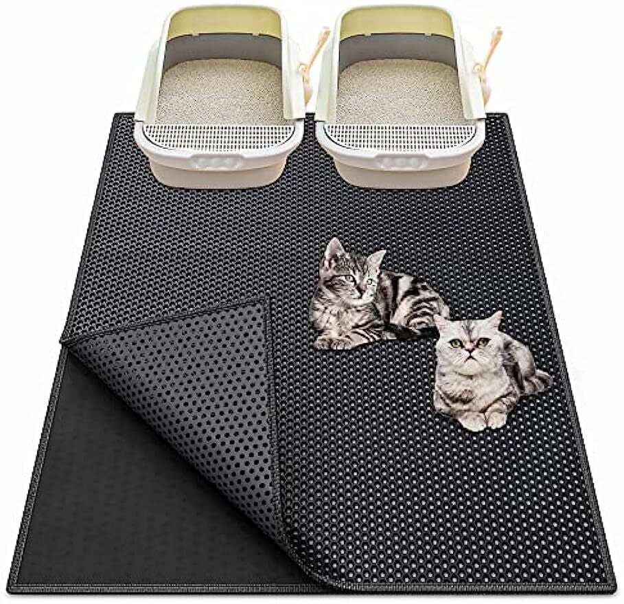 Cat Litter Mat, 36"x 30" Kitty Pretty Litter Box Trapping Mat Extra