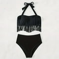 thumbnail image 7 of Fringed Halter Swimsuits Women Fashion Summer Beach Swimwear 2 Piece Tassels High Waisted Bathing Suit (XL, Black), 7 of 7