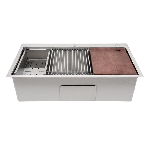 Kitchen Sink, 304 Stainless Steel Drop-In Sink, 33 Inch Drop in Kitchen Sink Workstation  for Homes, Restaurants, Laundry Rooms, Basements, Bars, Kitchens
