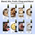 thumbnail image 3 of 10-in-1 Immersion Blender Handheld  1100W with Stainless Steel Shaft,  Control, 800ml Beaker, Chopper & Attachments for Smoothies Soups, 3 of 11