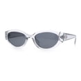 thumbnail image 4 of Womens Mod Oval Beveled Plastic Angular Fashion Sunglasses Clear - Black, 4 of 8