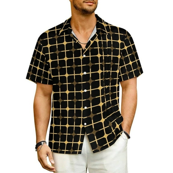 Retro Gold Dot Vacation Shirt Festive Polka Dots Summer Casual Shirts Man Vintage Blouses