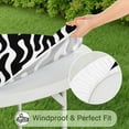 thumbnail image 5 of Round Elastic Tablecloth with Zebra Print - Waterproof, Windproof Fitted Table Cover for Outdoor Picnic, Dining (44 inches) - Modern Zebra Stripes Design, Scratch-Resistant & Wipeable, 5 of 5