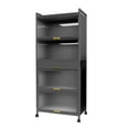 thumbnail image 1 of Carbon Steel Storage Bins With Lids,5-Tier Kitchen Organizer Shelf with Tempered Glass Dustproof Cabinet Door and Brakeable Casters,Kitchen Organizer Shelf for Kitchen Bedroom Livingroom 27.6‘’W, 1 of 6