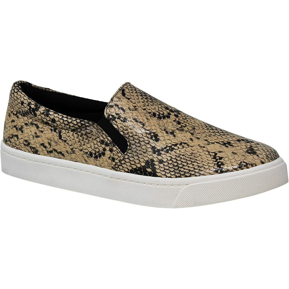 SODA - Soda Shoes Women's Reign Slip On White Sole Shoes NATURAL Python ...