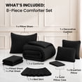 thumbnail image 3 of Lux Decor 8-Piece Twin Comforter Set with Sheets — Complete Bed in a Bag with Bed Skirt & Accent Pillows Included, 280 GSM Cooling Seersucker,OKEO-TEX Certified All Season Bedding Set, Black, 3 of 8
