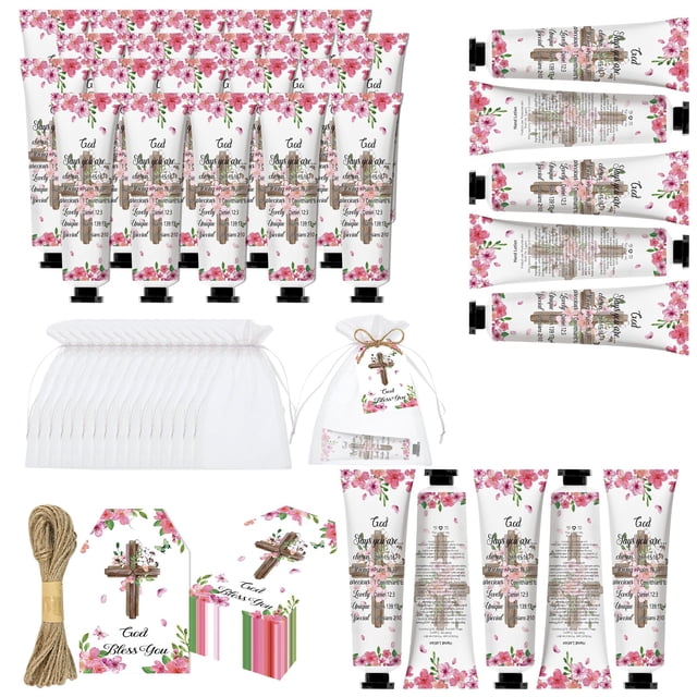 Paquete de 50 cremas de manos cristianas, regalos para mujeres, versículos bíblicos, loción de manos a granel, tamaño de viaje, favores para mujeres, crema de manos, regalos de agradecimiento para fie