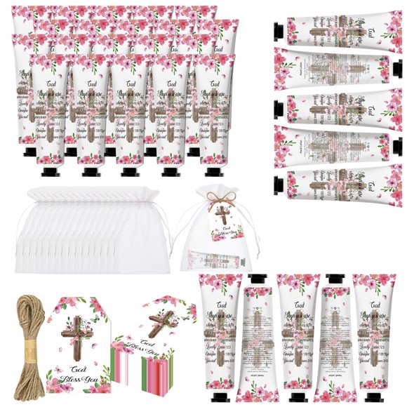 Paquete de 50 cremas de manos cristianas, regalos para mujeres, versículos bíblicos, loción de manos a granel, tamaño de viaje, favores para mujeres, crema de manos, regalos de agradecimiento para fie