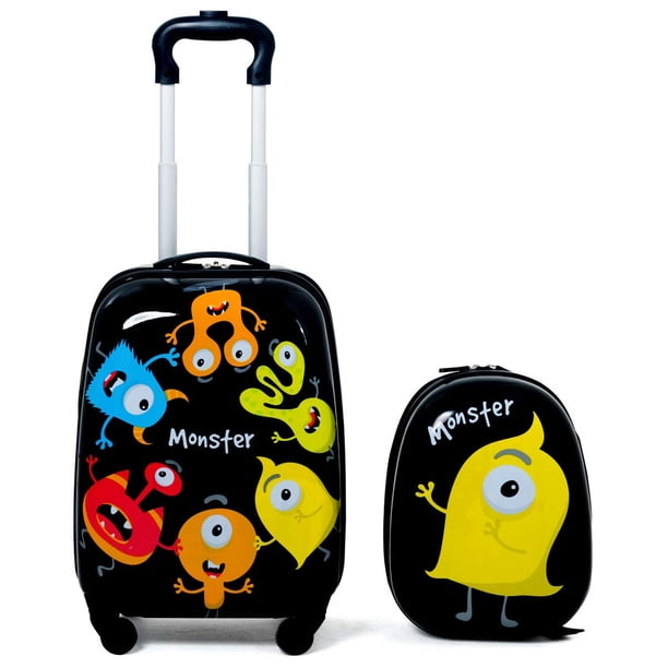 Set de Equipaje Infantil Goplus Maleta Rígida de 16" y Mochila de 12" con Ruedas Giratorias