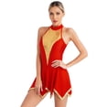 thumbnail image 3 of Kaerm Robe de Danse Lyrique pour Femmes à Col Licou Sans Manches Robes de Patinage Artistique Rouge m, 3 of 7