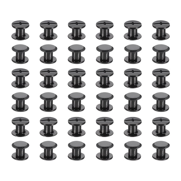 50 Sets Chicago Screws, 6mm L Galvanized Iron Chicago Screw Phillips Binding Post Screw Rivets for Leather Belt Scrapbook Photo Albums, Black