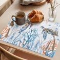 thumbnail image 3 of Sea Turtle Placemats Set&nbsp;of&nbsp;8 Seagrass Coral Starfish Jellyfish Ocean Retro Heat Insulation Washable Place Mats, Rustic Non-Slip Table Mats for Dining Table Party Kitchen Decor,13x19 Inch, 3 of 9