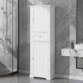 thumbnail image 2 of Tcbosik Modern Bathroom Cabinet, 67" Storage Cabinet with Adjustable Shelf, Tall Cabinet with Drawer and 2 Doors for Home Office, Living Room, White, 2 of 9