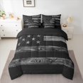 thumbnail image 2 of jejeloiu Retro American Flag 7-Piece Twin Bedding Sets,Old Wooden Board Bedding Comforter Set,Gray Black Sheet Sets For Men Women,Breathable Home Decor Reversible, 2 of 8