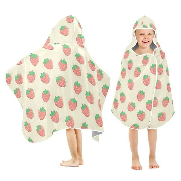 joogoo Strawberry Cute Kids Hooded Beach Towel Baby Bath Towel 23.5"x50"