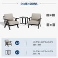 thumbnail image 4 of INTER HUT Urban Anvil 3 PCS Metal Outdoor Bistro Set, Bistro Table and Patio Chairs Set for 2, Black/Beige, 4 of 10