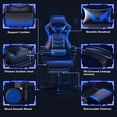 thumbnail image 5 of ELECWISH Racing Style Reclining Gaming Chair High Back Ergonomic Adjustable Swivel Computer Chair with Footrest Headrest and Lumbar Support PU Leather Executive Office Chair (Blue), 5 of 11