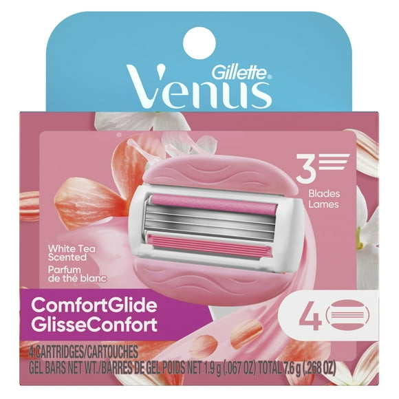 Lot de 2 Lames de Rasoir pour Femmes Venus ComfortGlide Thé Blanc, 4 Recharges de Lames de Rasoir