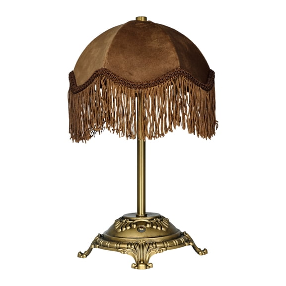 Home Decor Collection Sterling & Noble Home Brown Velvet Fringe Victorian Style Rechargeable Table Lamp
